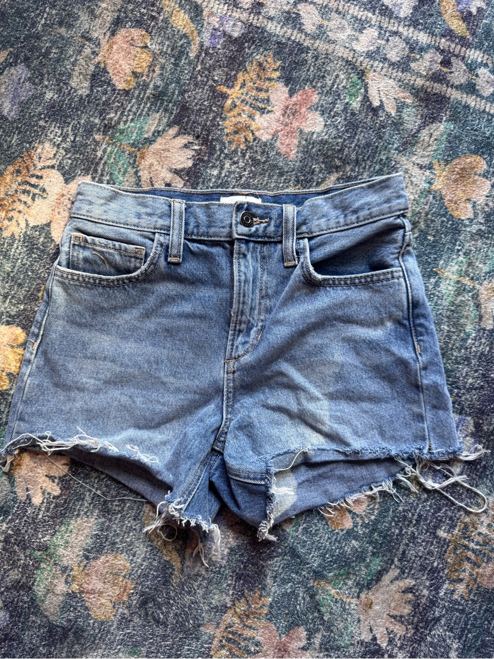 Favorite Daughter the Tommy Distressed High-Rise Denim Shorts - Light Blue